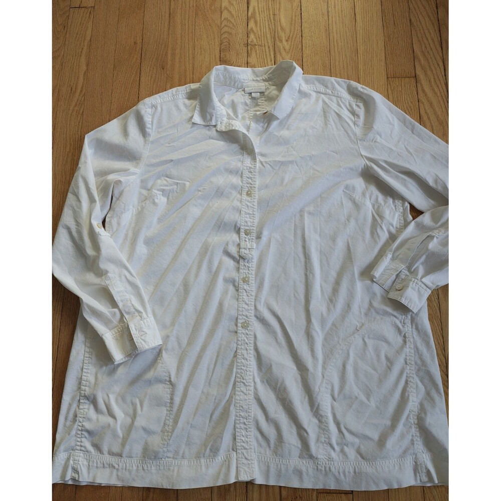 J. Jill White Shirt Collection Cotton Button Down Shirt Women’s Large Minimalist